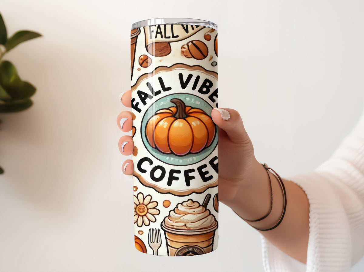 Vibrant Color Fall Vibes Coffee Tumbler, Insulated Tumbler For Pumpkin Spice Latte