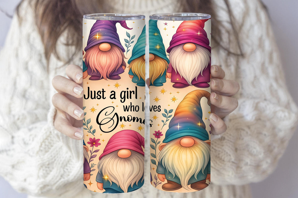 Just A Girl Who Loves Gnomes Insulated Tumbler, Cute Gnome Inspired Stainless Steel Tumbler