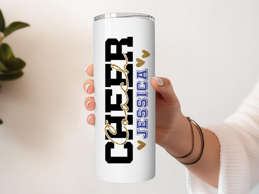 Custom Cheer Coach Stainless Steel Tumbler, Fancy Cheerleader Insulated Tumbler Gift