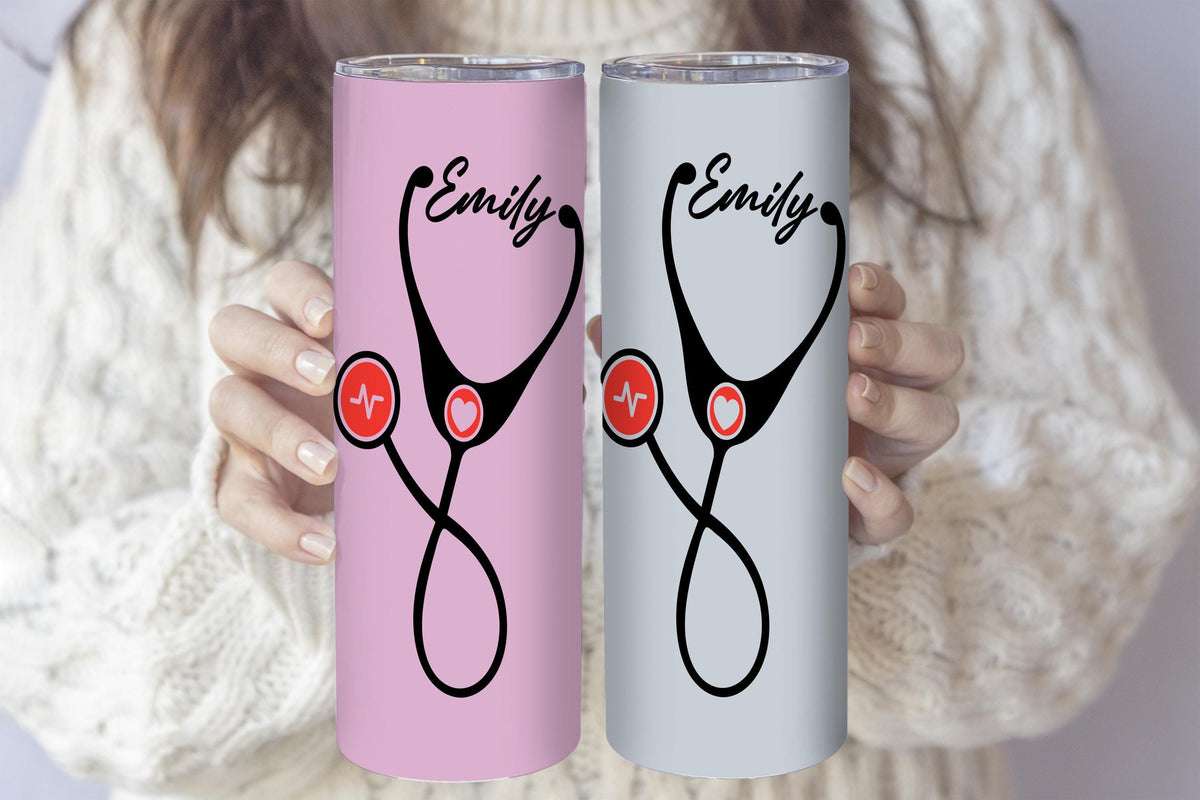 Customizable Stethoscope Inspired Stainless Steel Tumbler, Healthcare Workers Insulated Tumbler