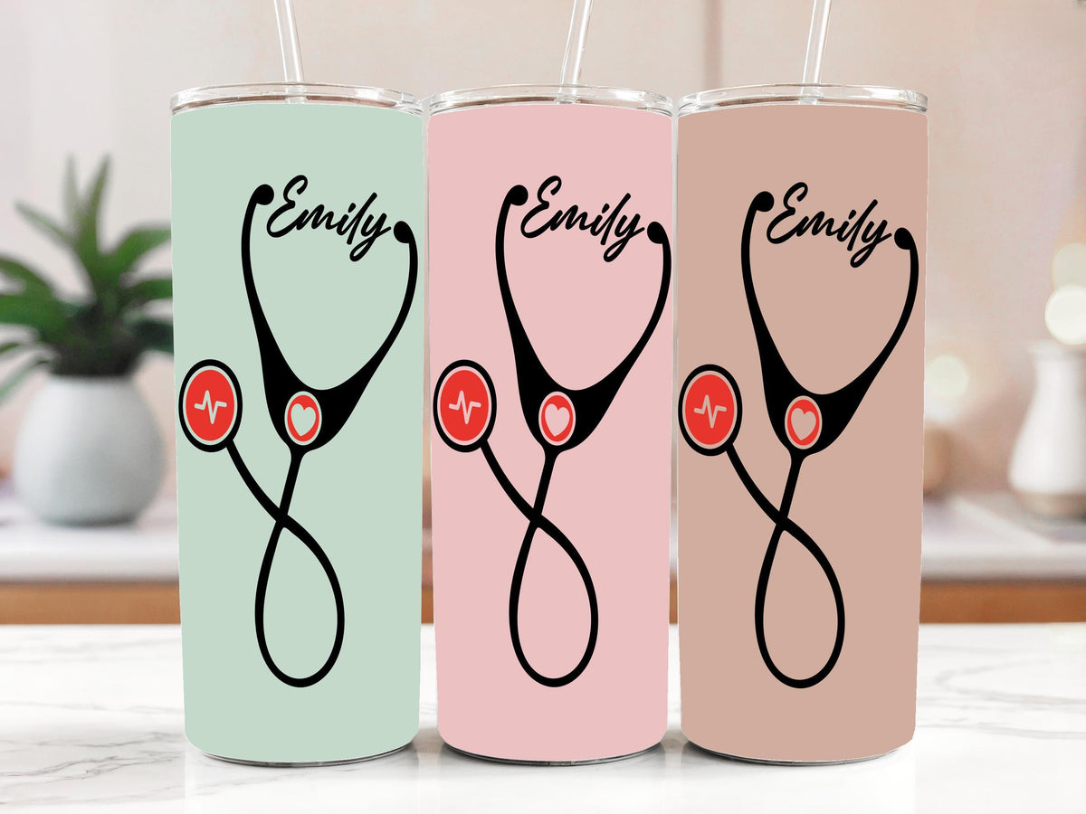 Customizable Stethoscope Inspired Stainless Steel Tumbler, Healthcare Workers Insulated Tumbler