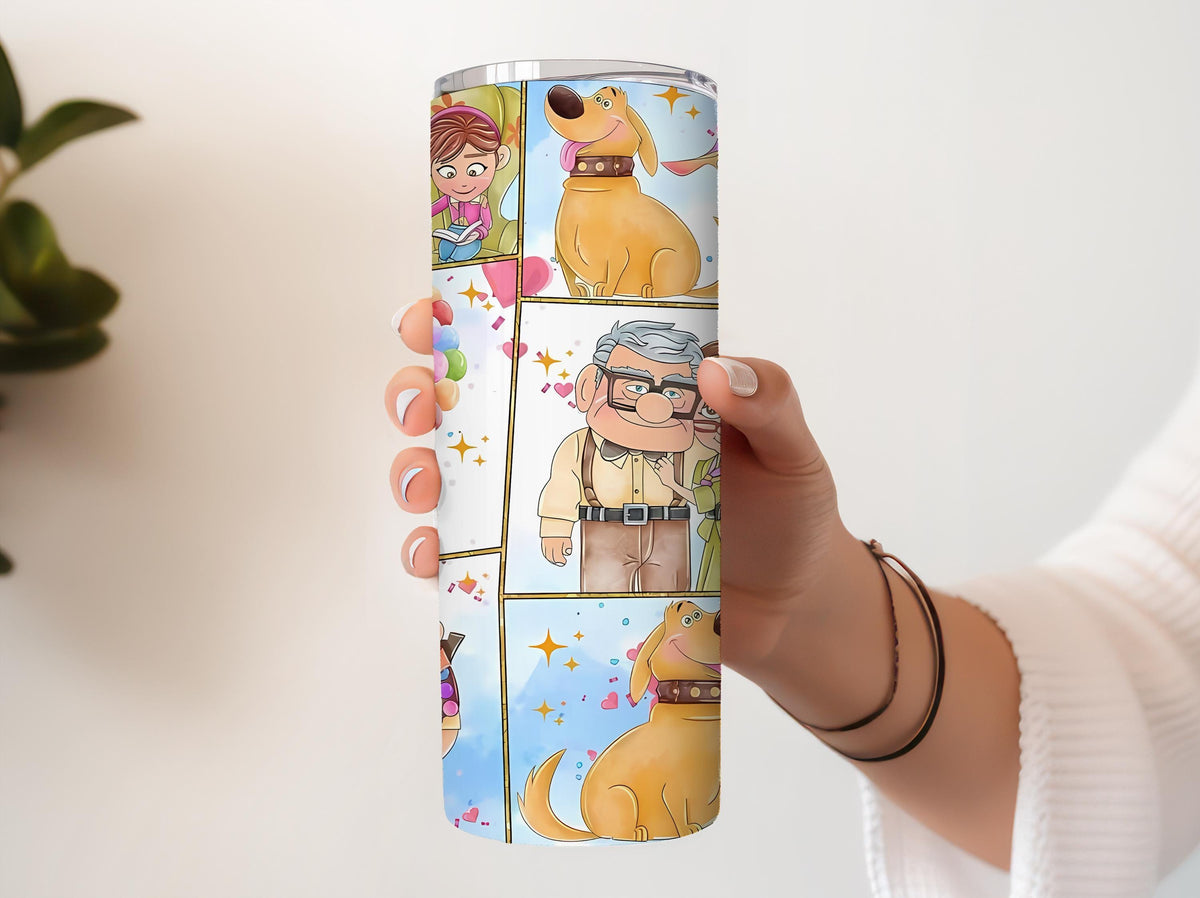 Adventure Couple Travel Tumbler, Cute Cartoon Dog & Bird Water Bottle