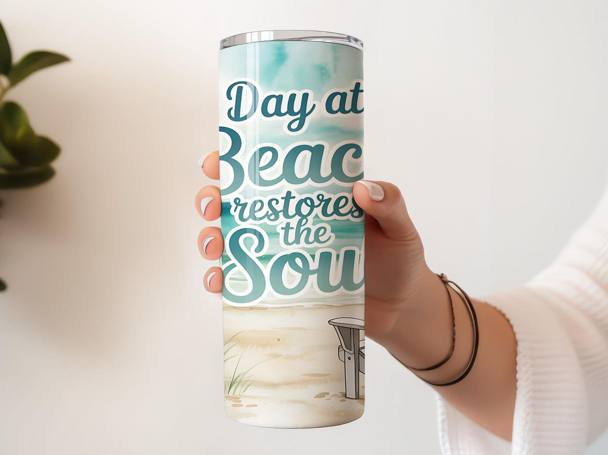 A Day At The Beach Restore The Soul Tumbler With Straw