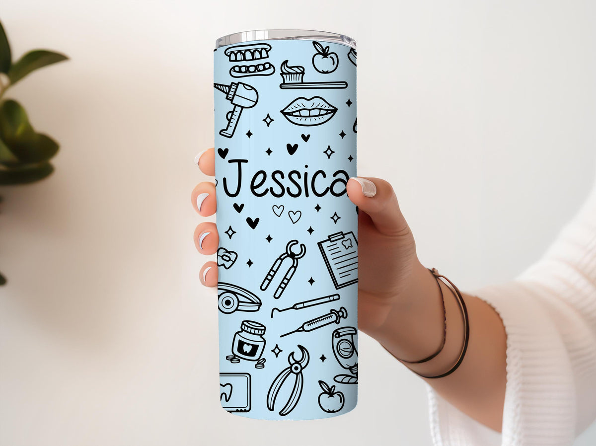 Custom Stainless Steel Tumbler For Dentists, Dental Assistant Work Tumbler With Straw