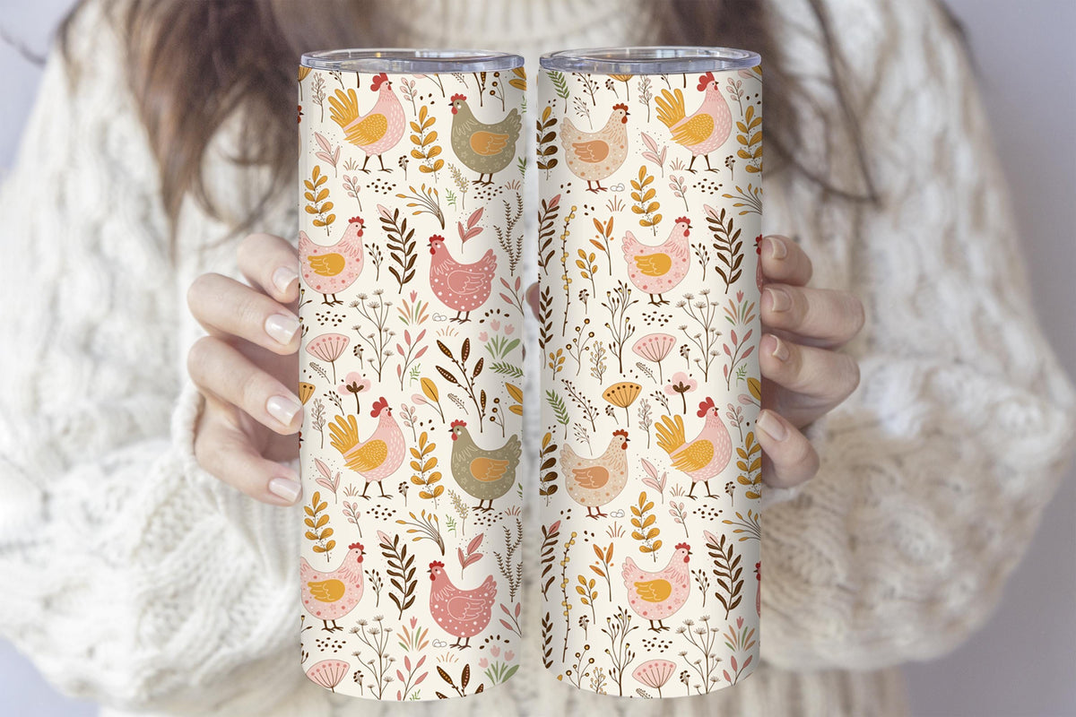 Chicken Themed Tumbler, Farmhouse Style Drinkware, Funny Chicken Stainless Steel Cup