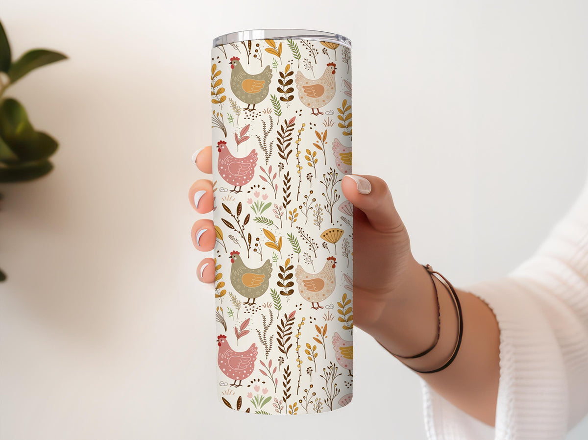 Chicken Themed Tumbler, Farmhouse Style Drinkware, Funny Chicken Stainless Steel Cup