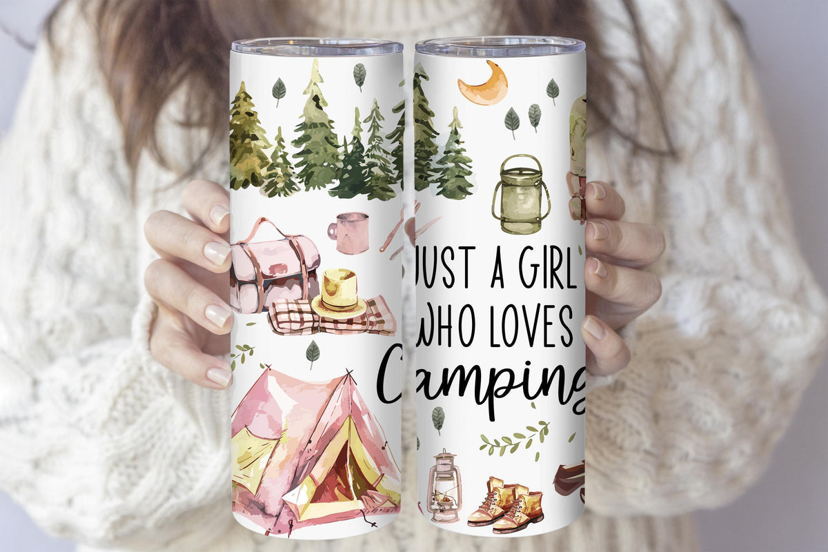 Just A Girls Who Loves Camping Tumbler, Stainless Steel Camper Tumbler