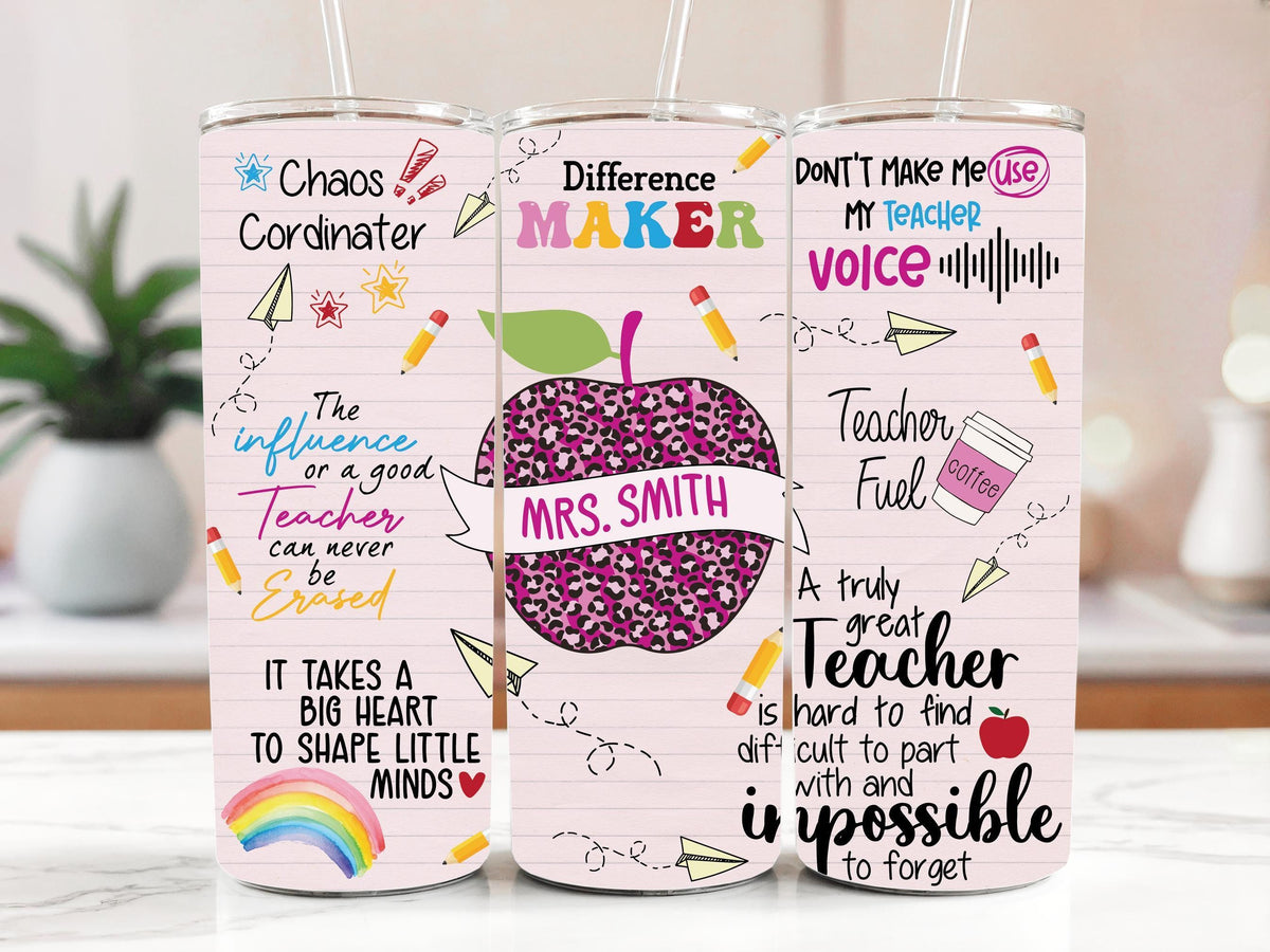 Customizable Teacher Appreciation Stainless Steel Tumbler