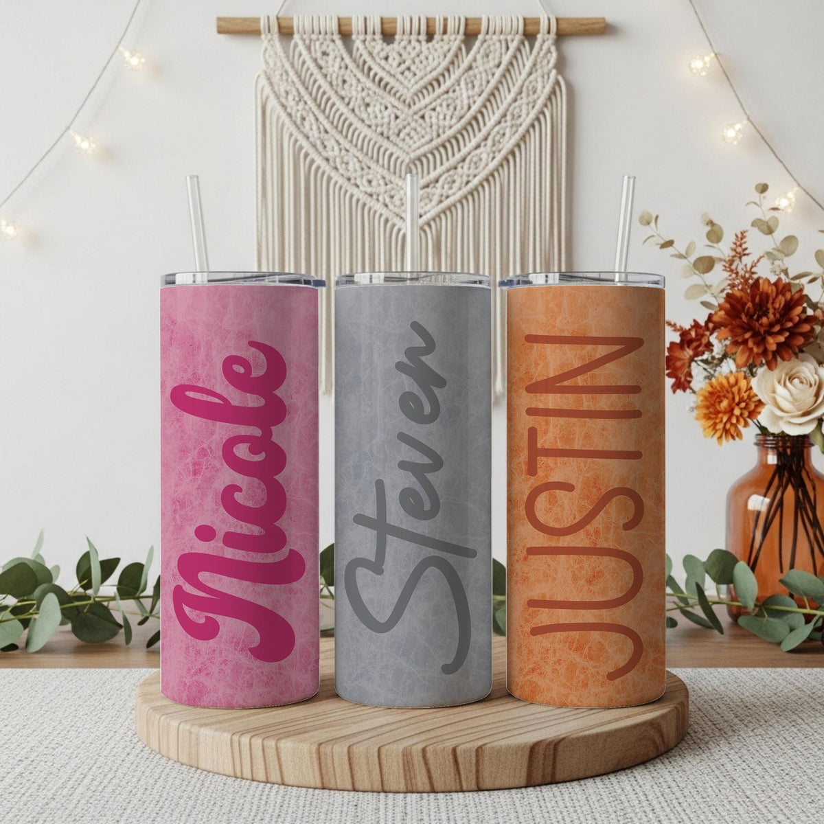 Customizable Distressed Texture On The Go Tumbler, Unique Office Coffee Tumbler