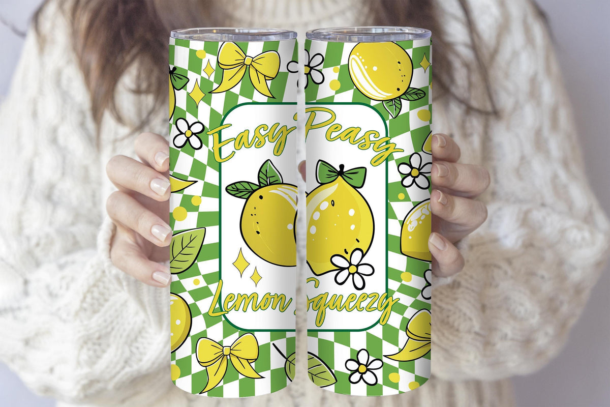 Easy Peasy Lemon Squeezy Tumbler, Funny Lemon Themed Drinkware, Summer Citrus Travel Cup