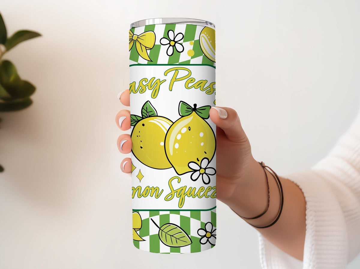 Easy Peasy Lemon Squeezy Tumbler, Funny Lemon Themed Drinkware, Summer Citrus Travel Cup
