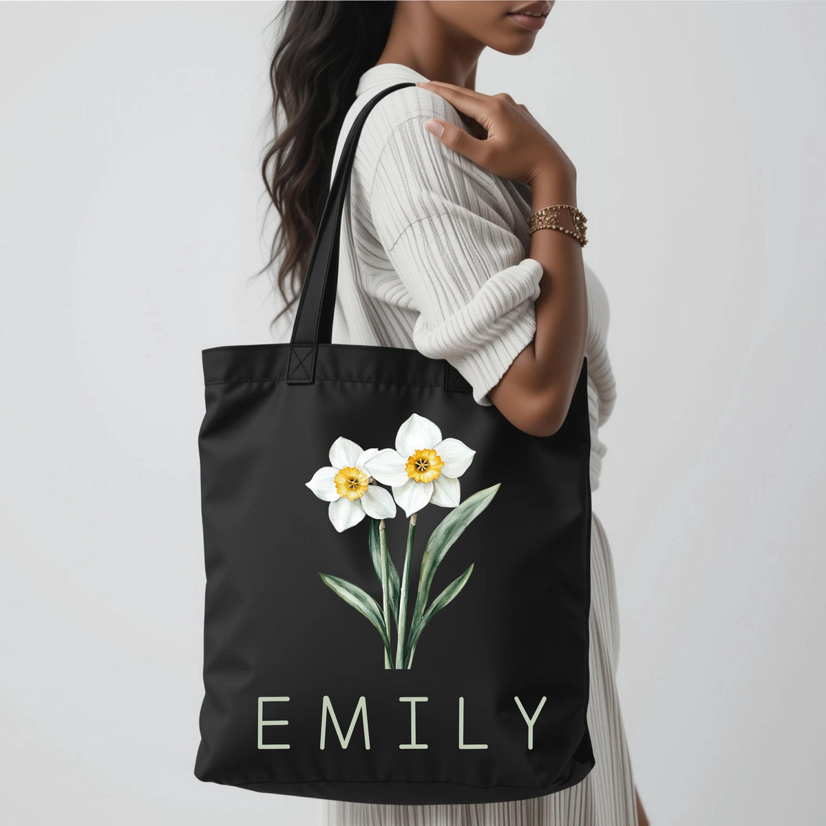 Personalized Birth Flower Tote Bag, Custom Birthday Gift Bag, Floral Tote Bag, Bachelorette Gift
