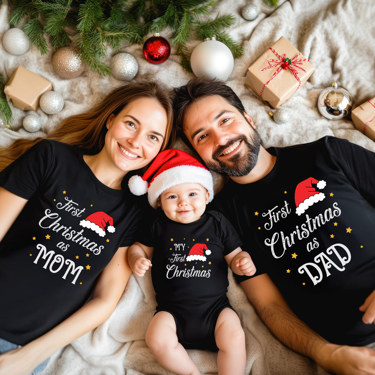 First Christmas Family Shirt, 1st Christmas Mom Dad Shirts, Christmas Baby Tee, First Christmas Family Matching Sweatshirt