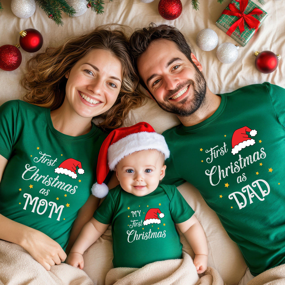 First Christmas Family Shirt, 1st Christmas Mom Dad Shirts, Christmas Baby Tee, First Christmas Family Matching Sweatshirt