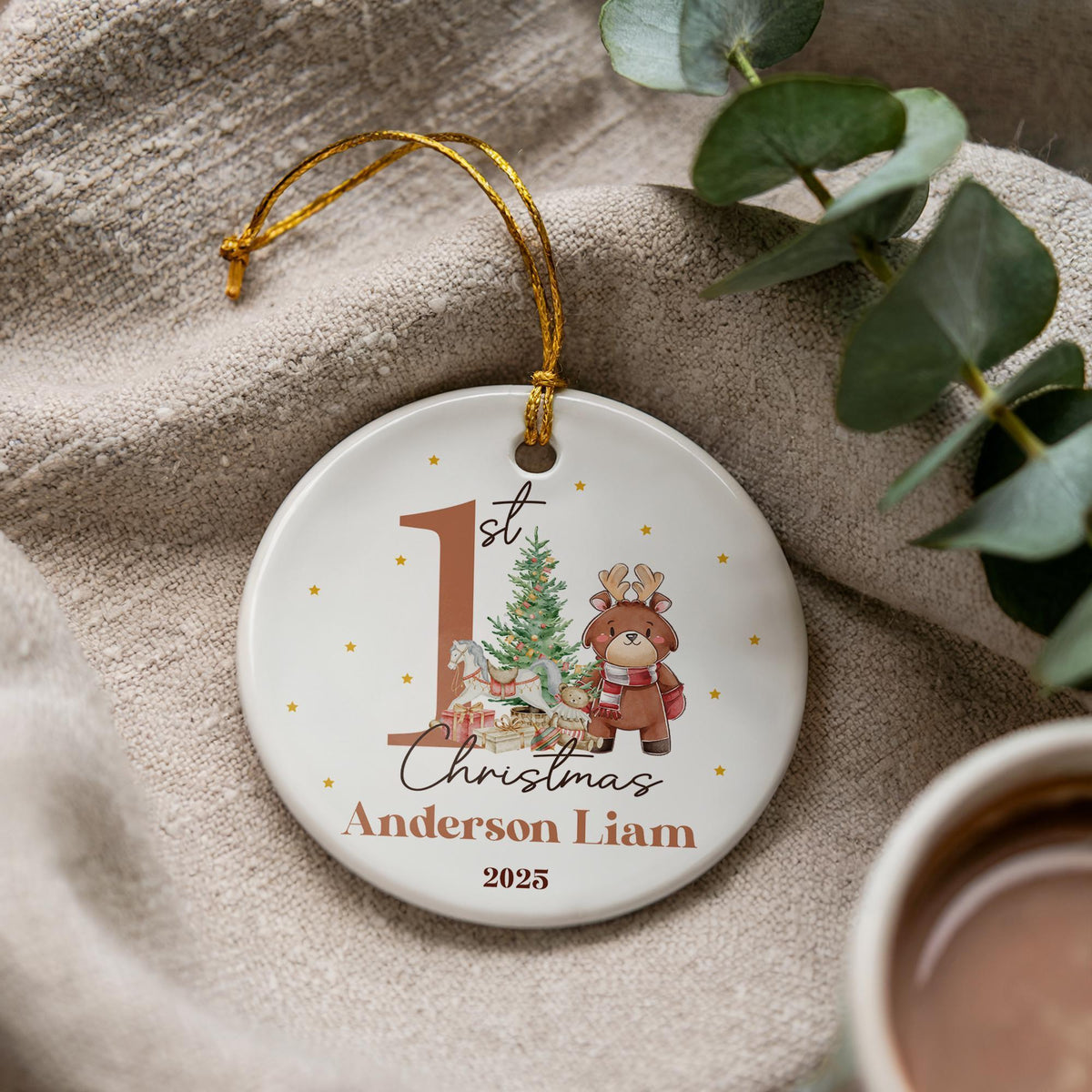 Personalized Baby's First Christmas Ornament, Ceramic Keepsake