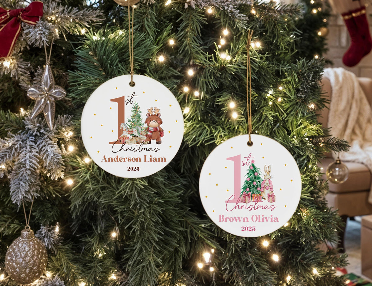 Personalized Baby's First Christmas Ornament, Ceramic Keepsake