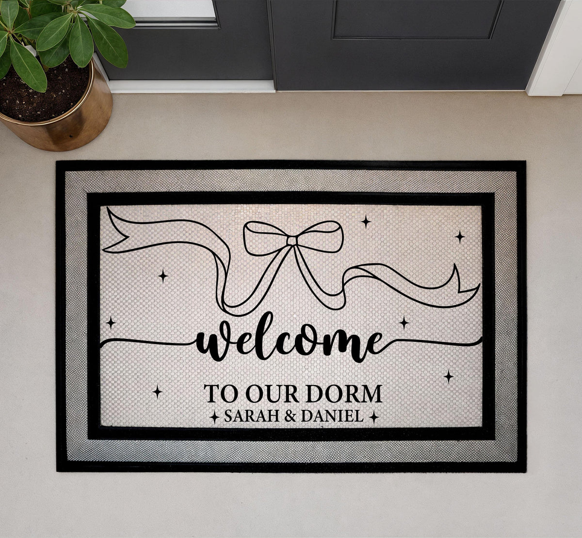 Personalized Welcome To Our Dorm Doormat, College Students Welcome Mat