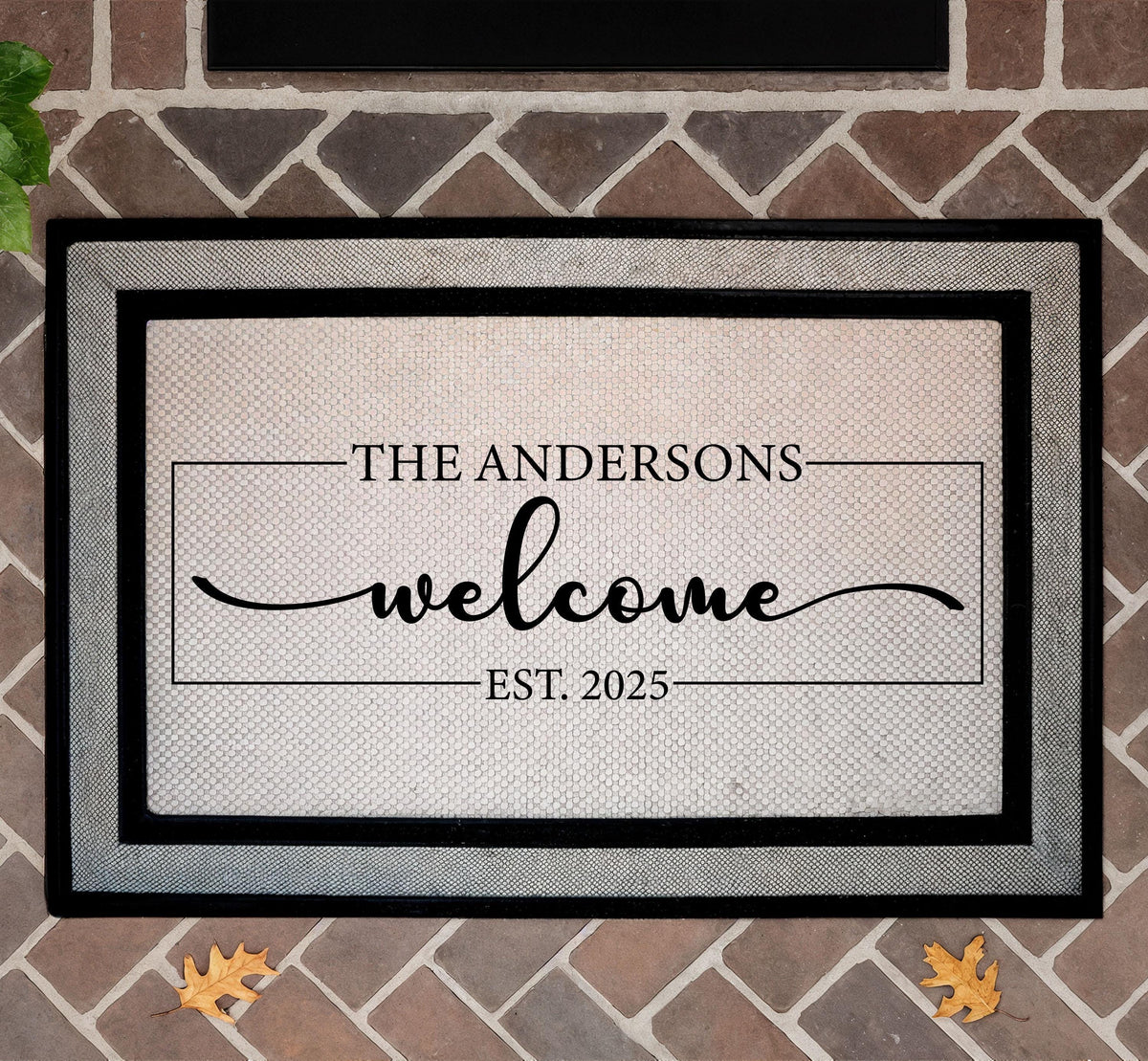 Personalized Last Name & Established Date Doormat, Custom Family Welcome Mat