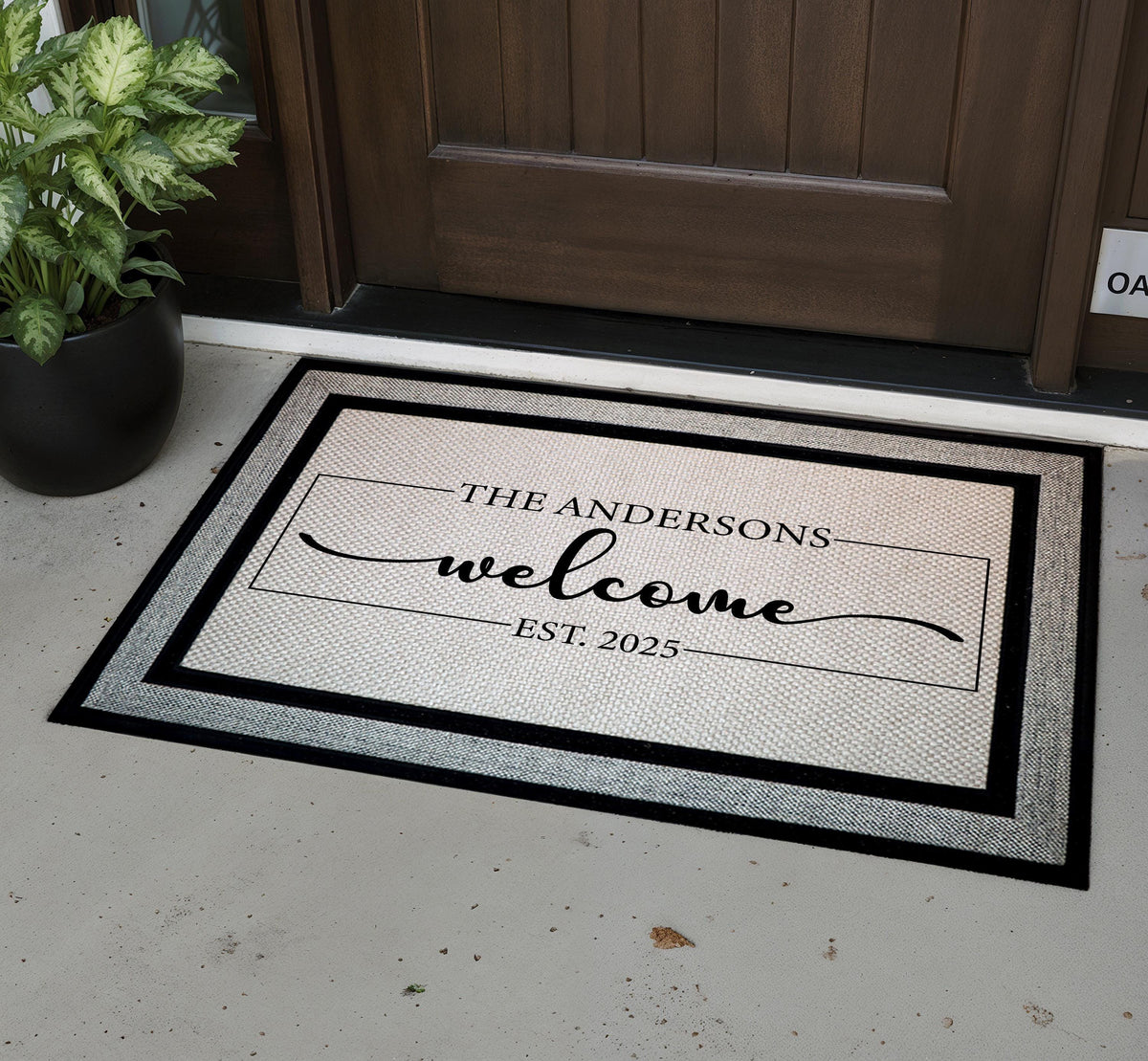 Personalized Last Name & Established Date Doormat, Custom Family Welcome Mat