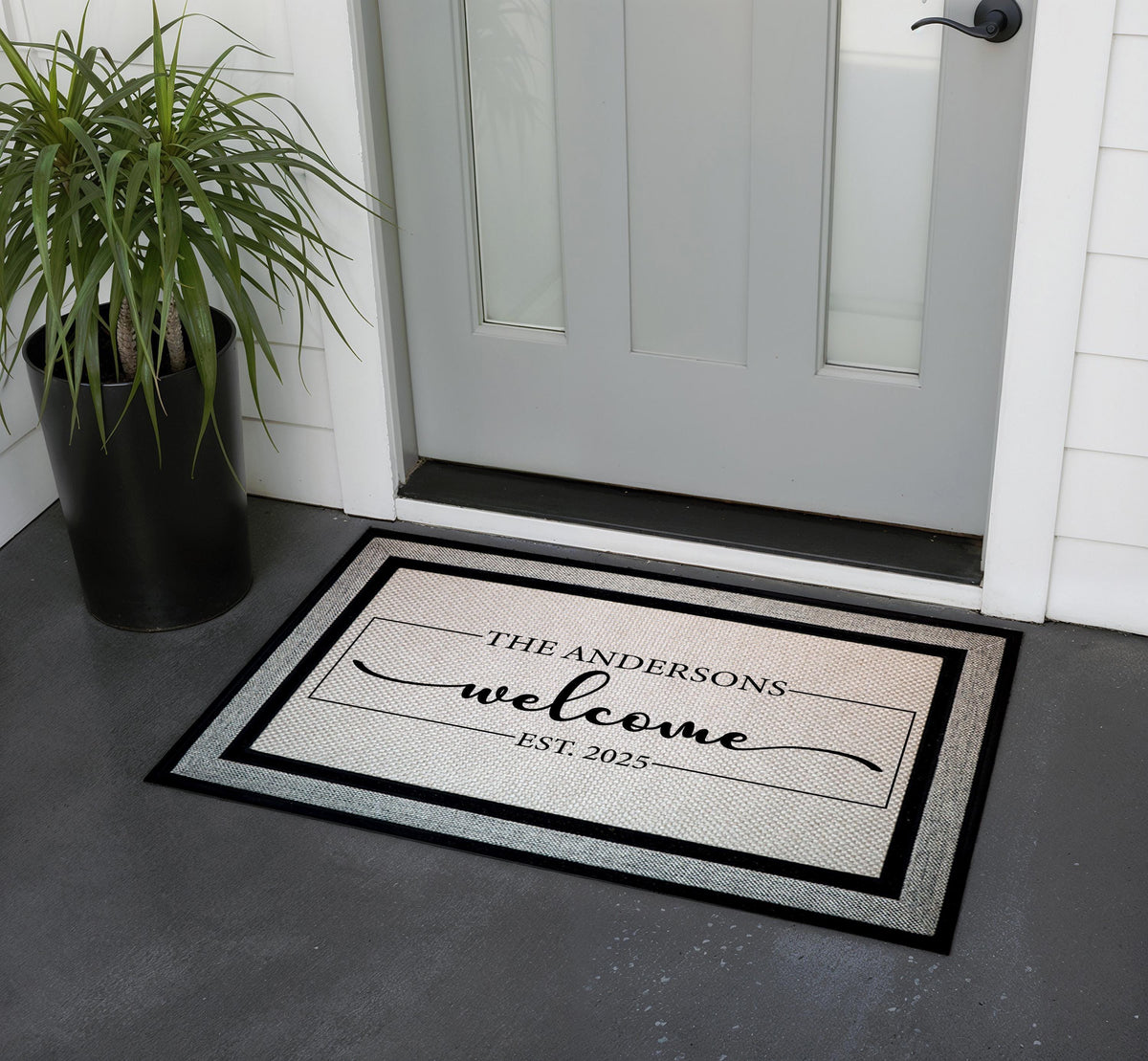 Personalized Last Name & Established Date Doormat, Custom Family Welcome Mat