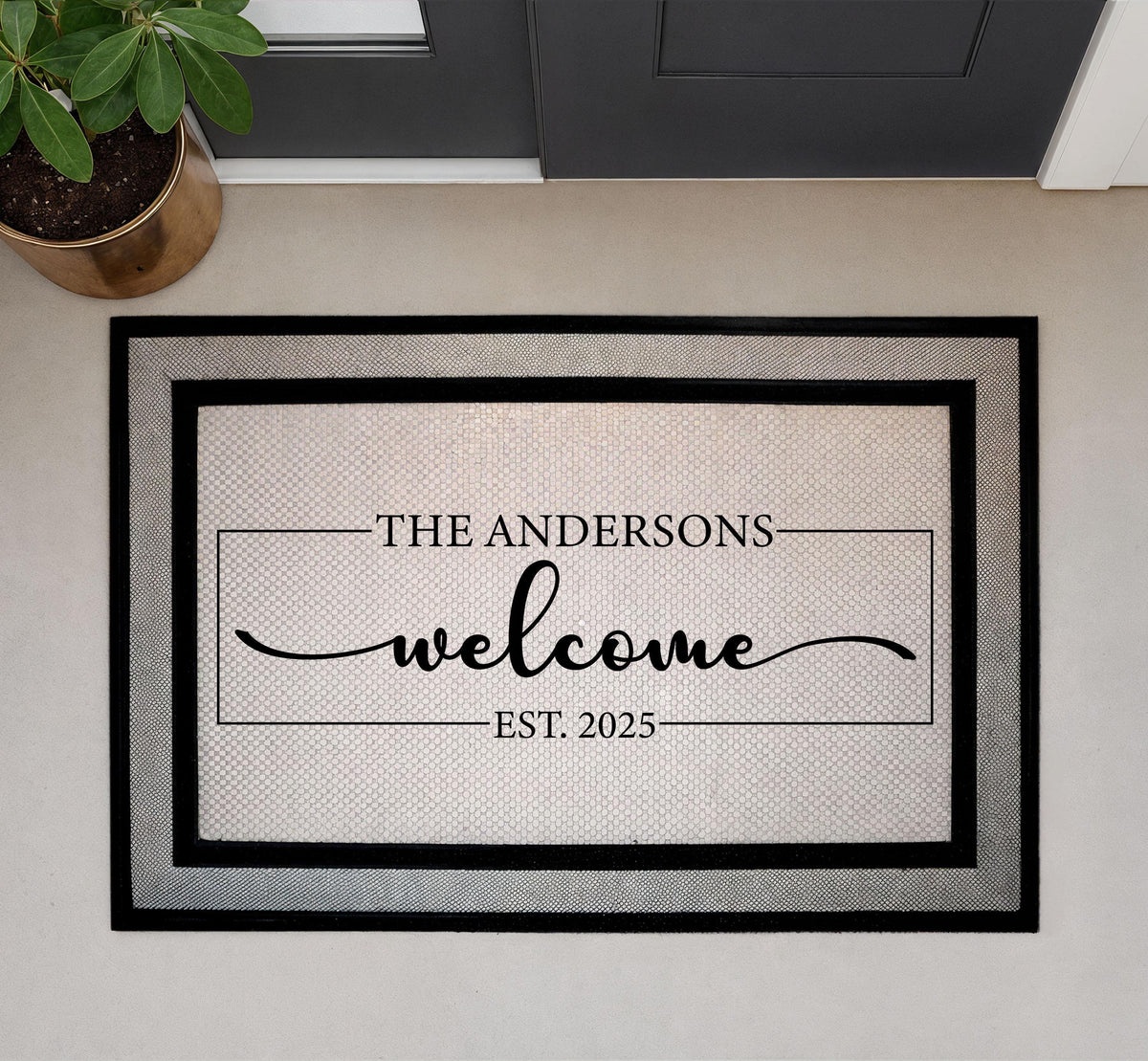 Personalized Last Name & Established Date Doormat, Custom Family Welcome Mat