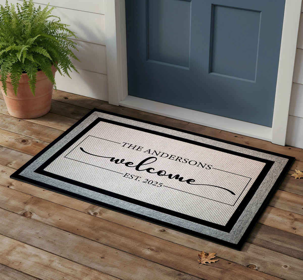 Personalized Last Name & Established Date Doormat, Custom Family Welcome Mat
