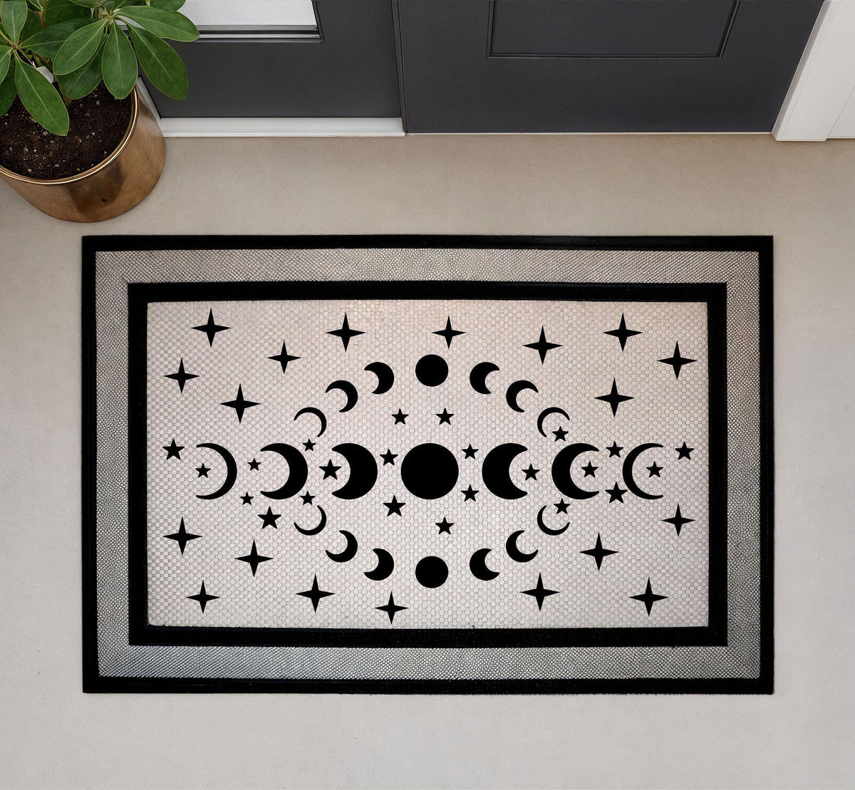 Moon Phase Doormat, Celestial Welcome Mat, Modern Mystical Home Entrance Decor