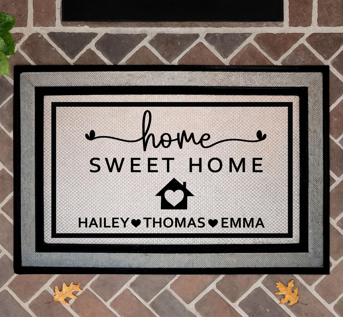 Home Sweet Home Personalized Doormat, Custom Family Name Welcome Mat, Couples Wedding Gift