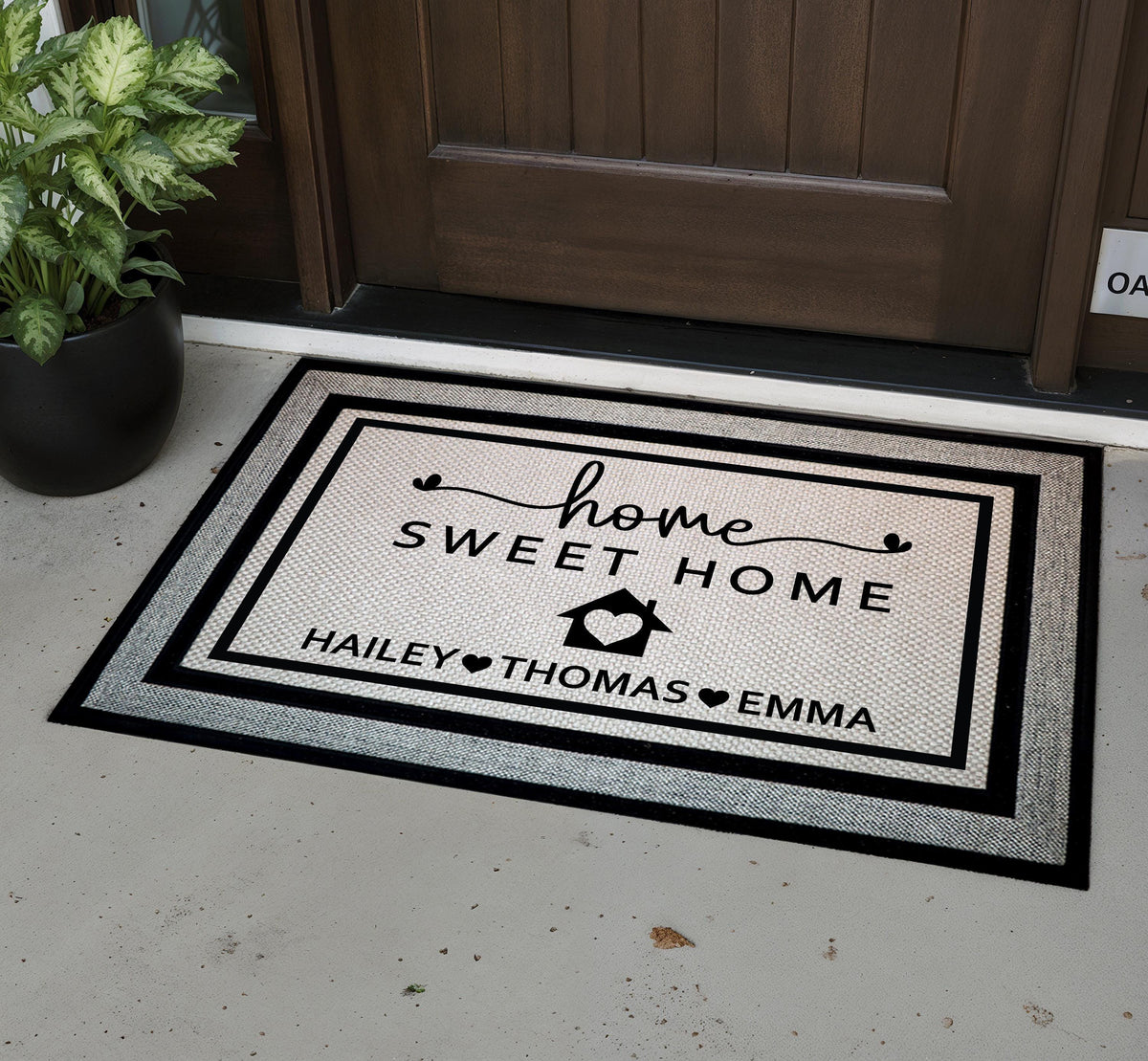 Home Sweet Home Personalized Doormat, Custom Family Name Welcome Mat, Couples Wedding Gift