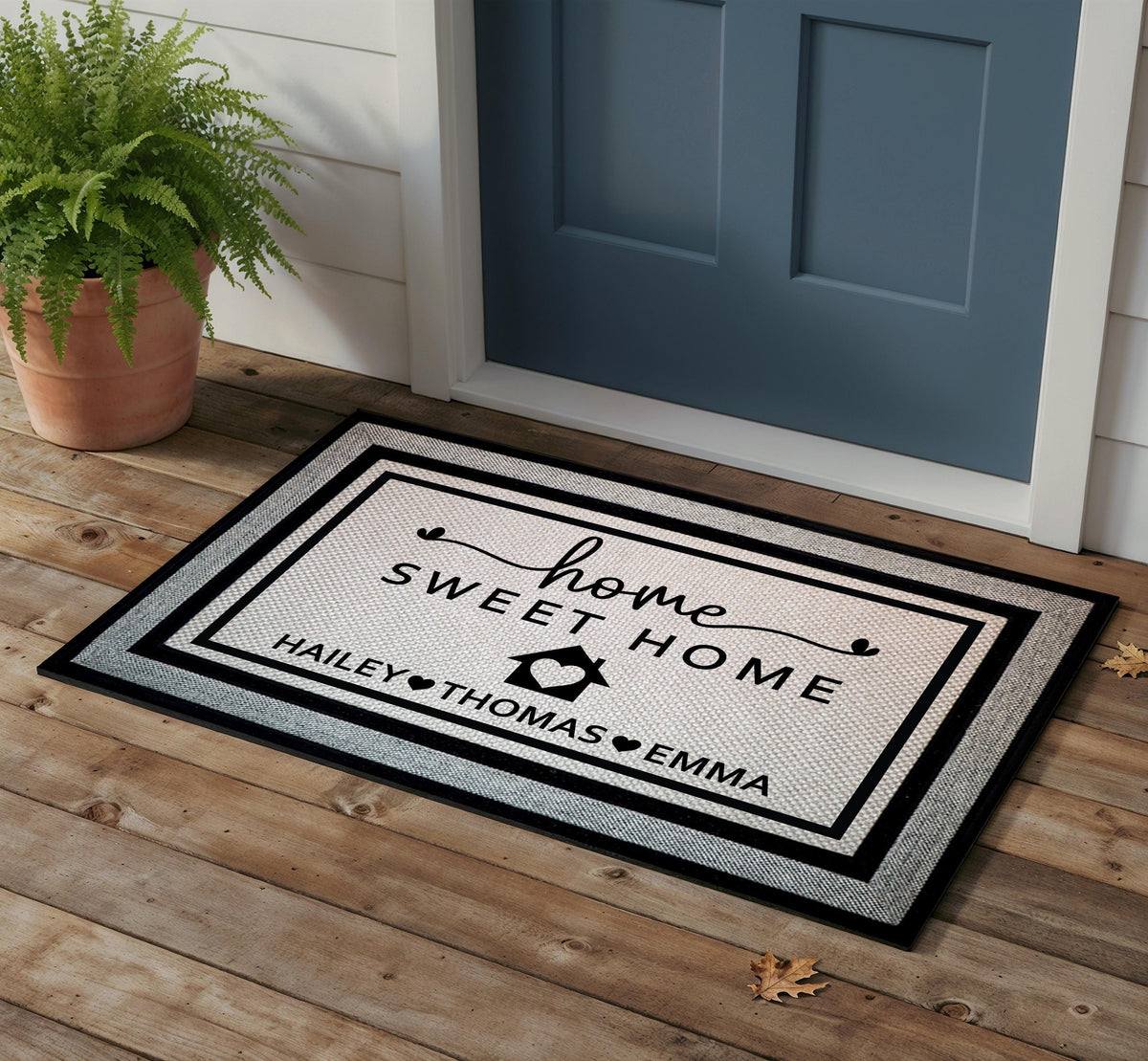 Home Sweet Home Personalized Doormat, Custom Family Name Welcome Mat, Couples Wedding Gift