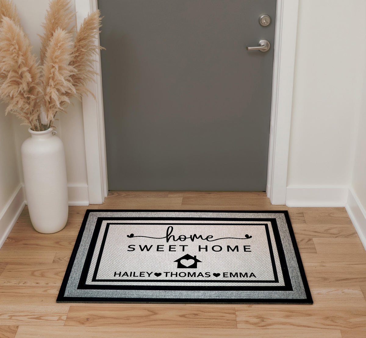 Home Sweet Home Personalized Doormat, Custom Family Name Welcome Mat, Couples Wedding Gift