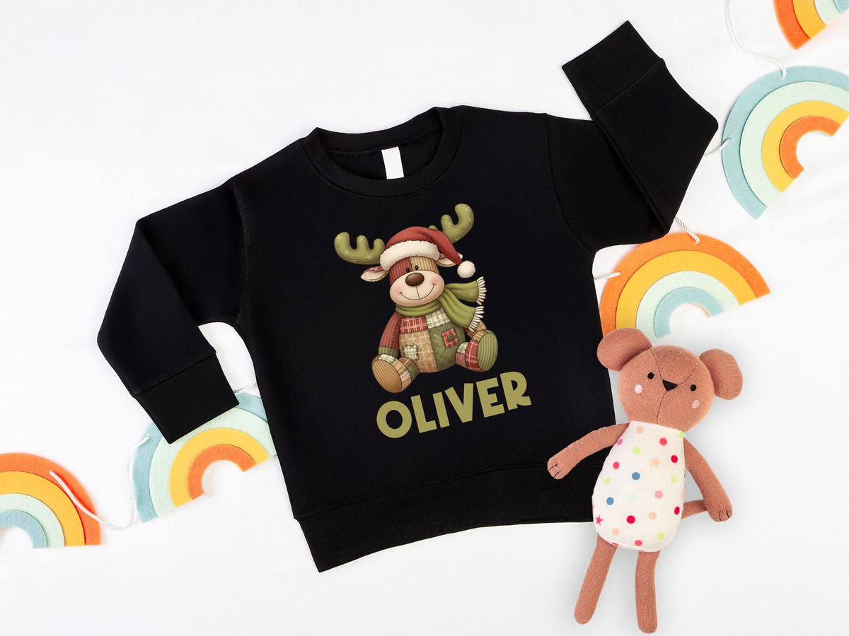 Christmas Reindeer Shirt, Custom Kids XMAS Kids Shirt, Santa Reindeer Toddler Christmas Sweatshirt