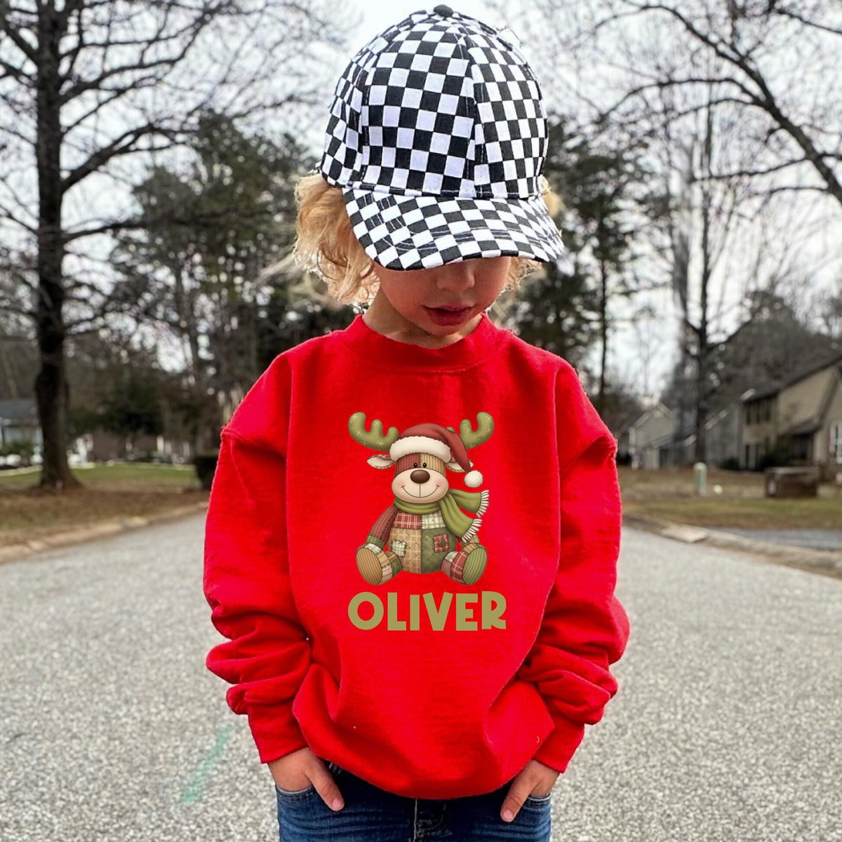 Christmas Reindeer Shirt, Custom Kids XMAS Kids Shirt, Santa Reindeer Toddler Christmas Sweatshirt