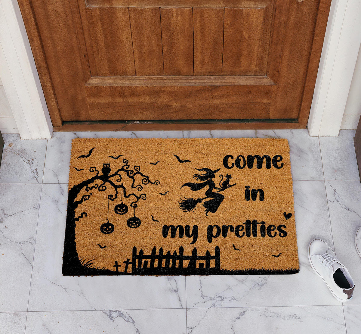 Come In My Pretties Doormat, Witch Front Door Mat, Halloween Welcome Mat