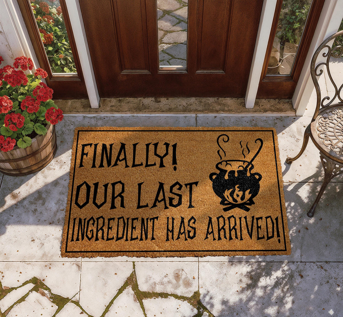 Finally Our Last Ingredient Has Arrived Doormat, Halloween Welcome Mat, Witchy Home Decor