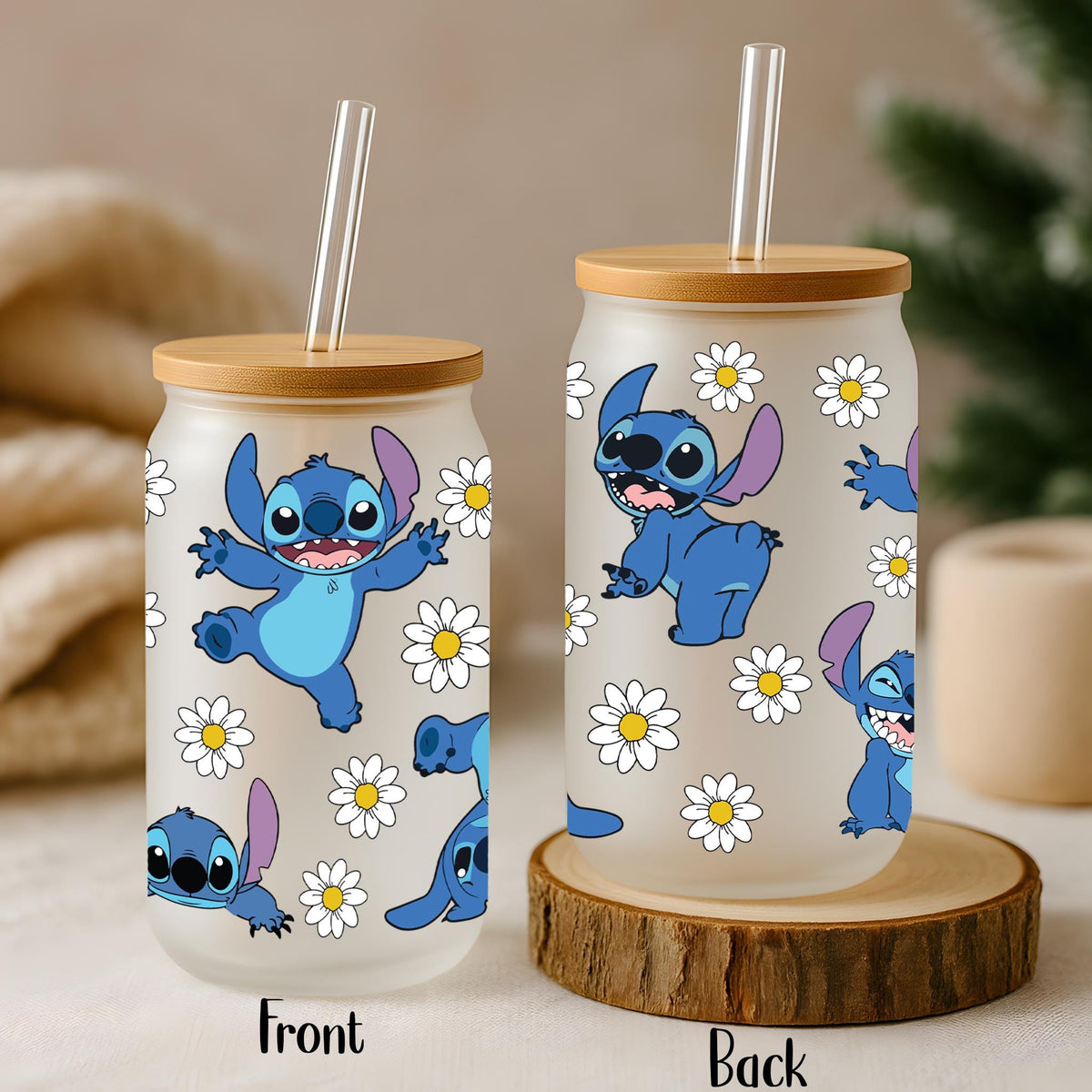 Cute Alien Can Glass Cup, Aesthetic Iced Coffee Tumbler, Reusable Funny Cartoon Glass