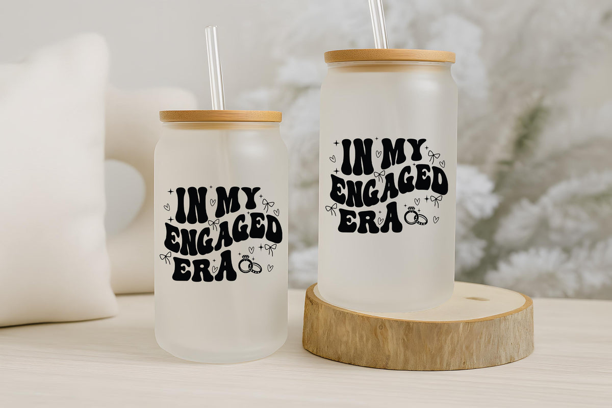 In My Engaged Era Can Glass Tumbler, Engagement Gift For Bride To Be, Engagement Party Presents