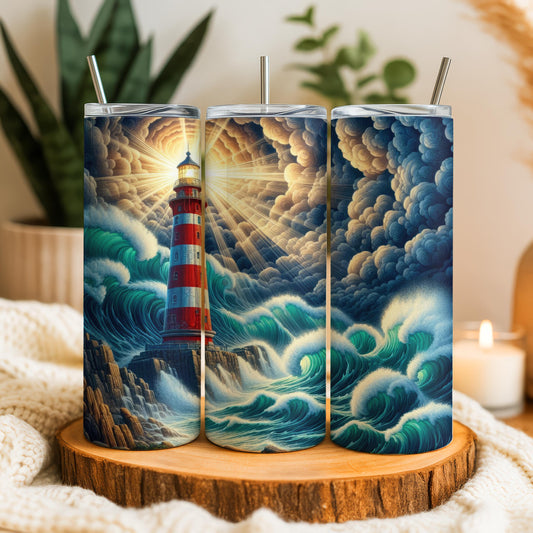 Inspirational Lighthouse And Ocean Theme Insulated Tumbler