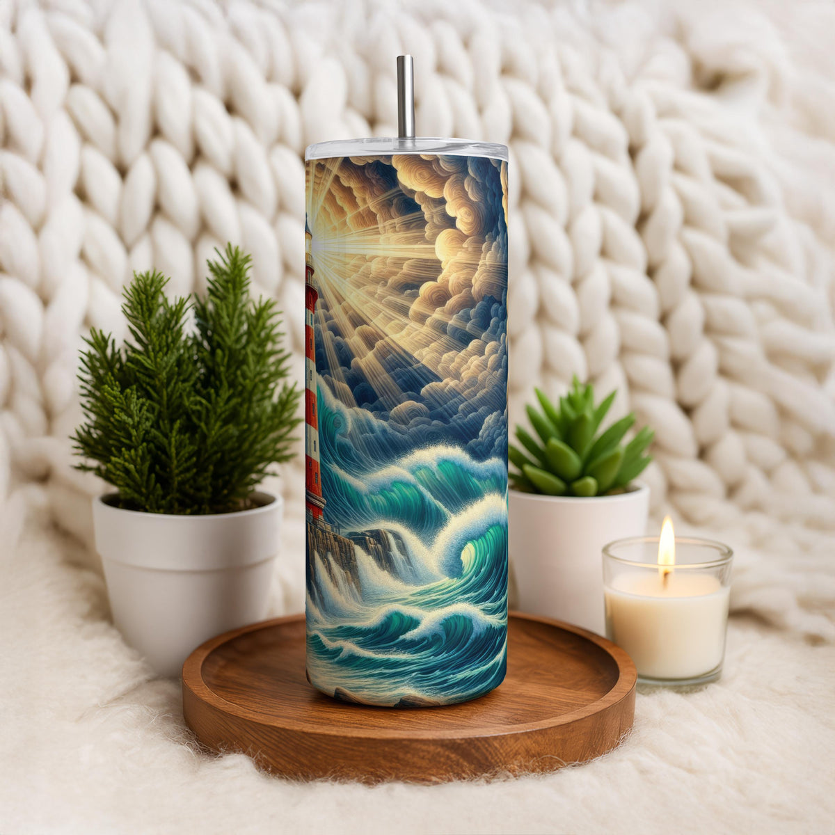 Inspirational Lighthouse And Ocean Theme Insulated Tumbler