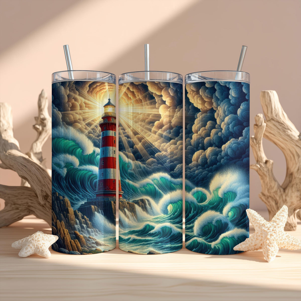 Inspirational Lighthouse And Ocean Theme Insulated Tumbler