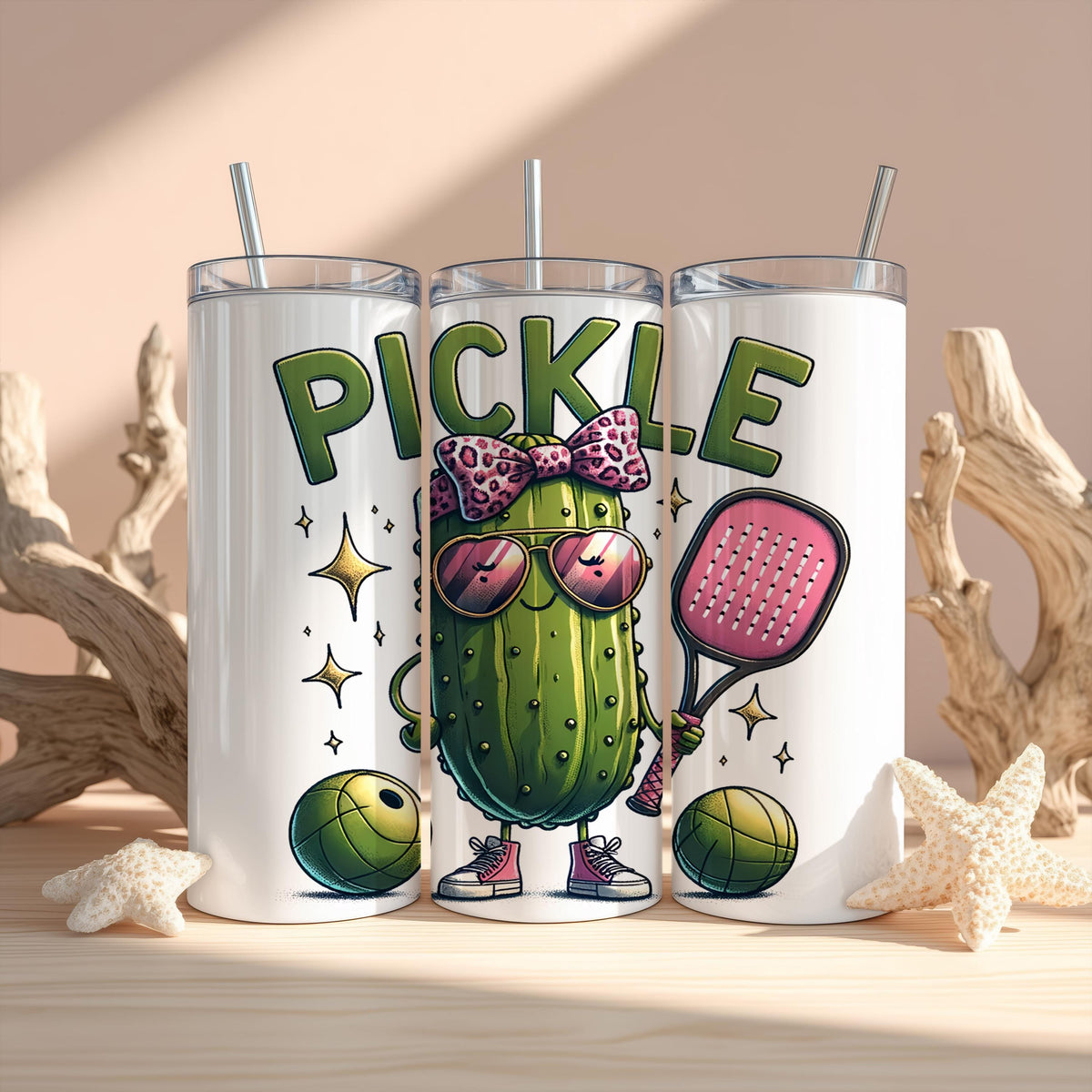 Pickleball Puns Tumbler With Straw, Funny Pickleball Gift Stainless Steel Tumbler