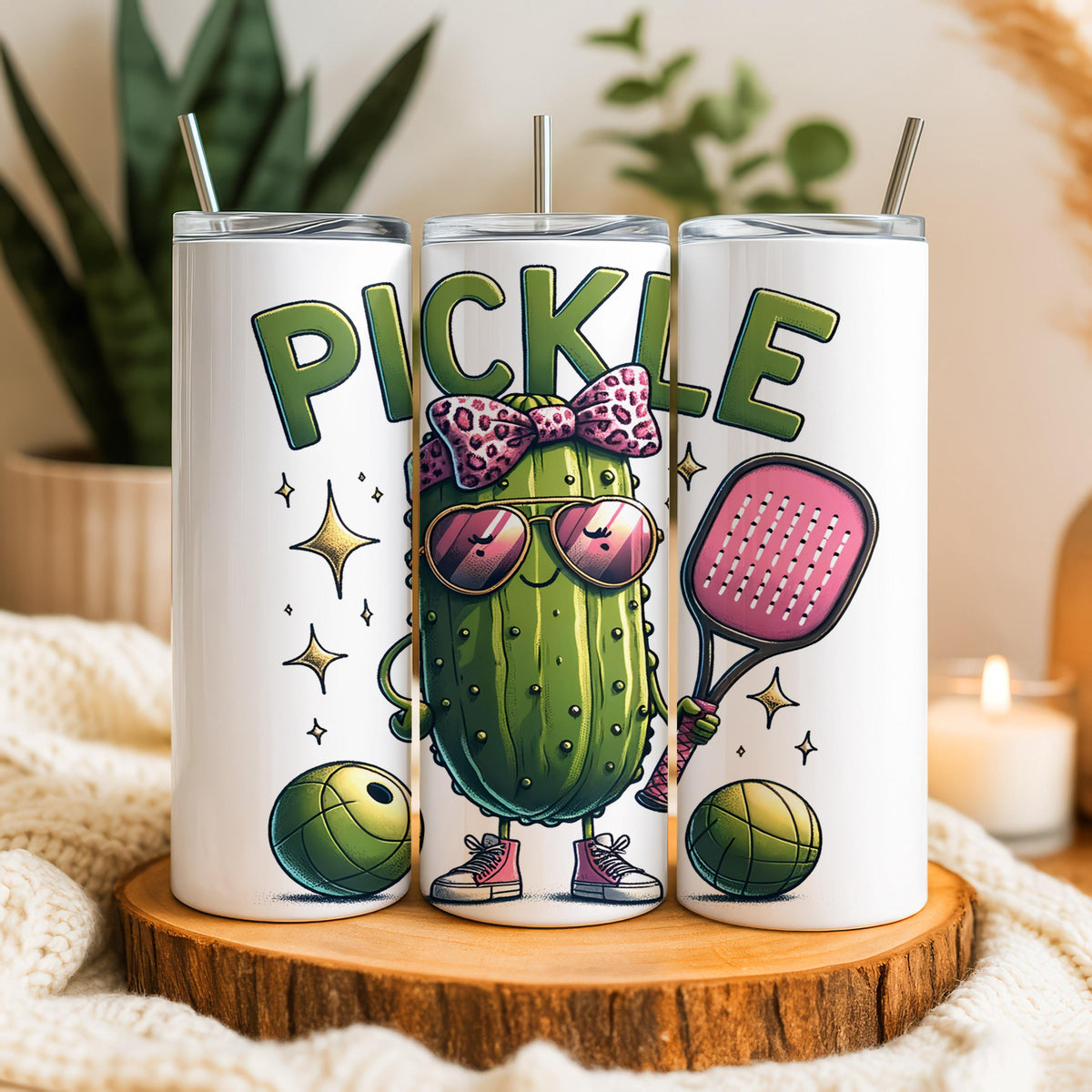 Pickleball Puns Tumbler With Straw, Funny Pickleball Gift Stainless Steel Tumbler
