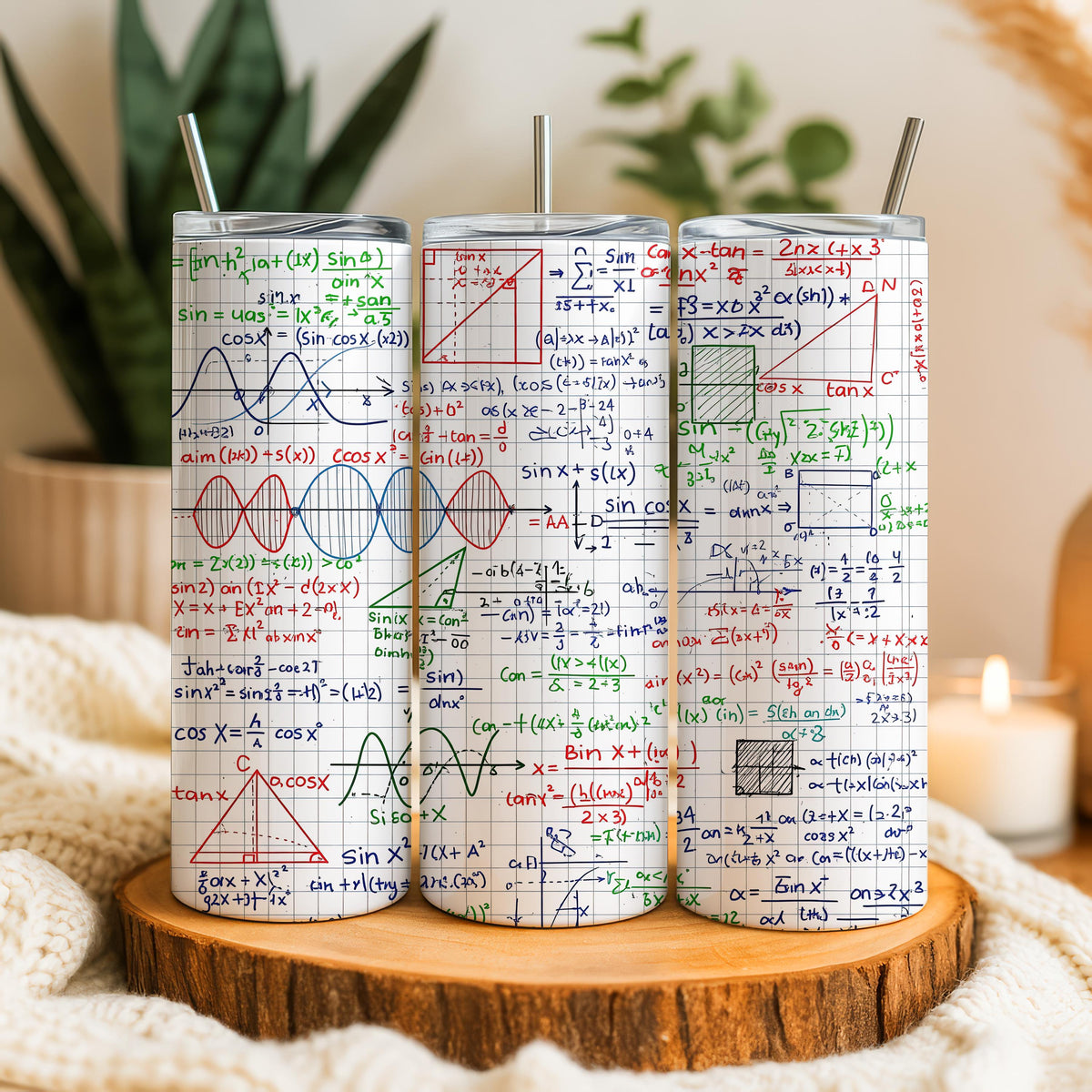 Mathematical Equation Design Tumbler With Straw, College Math Professor Gift Coffee Tumbler