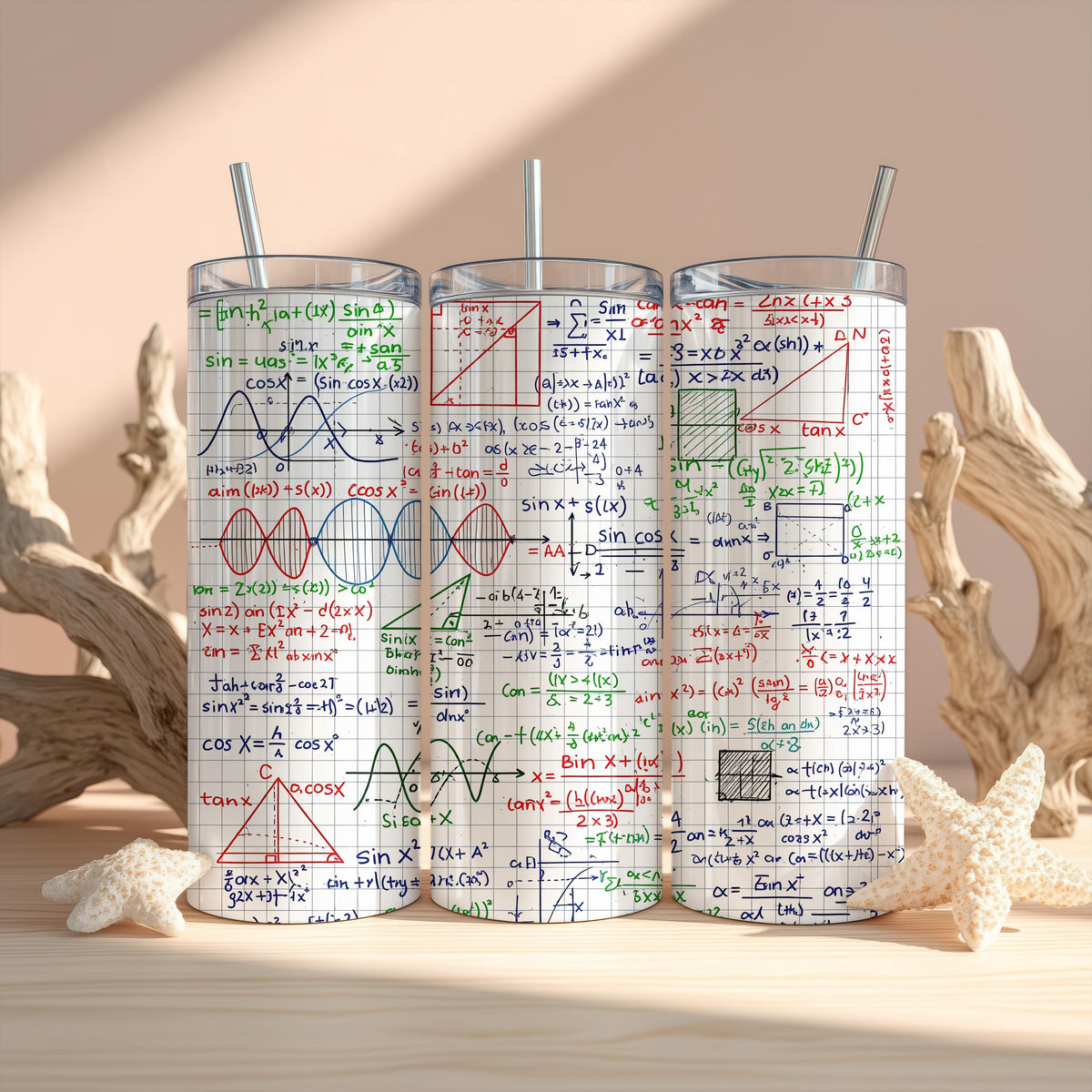 Mathematical Equation Design Tumbler With Straw, College Math Professor Gift Coffee Tumbler