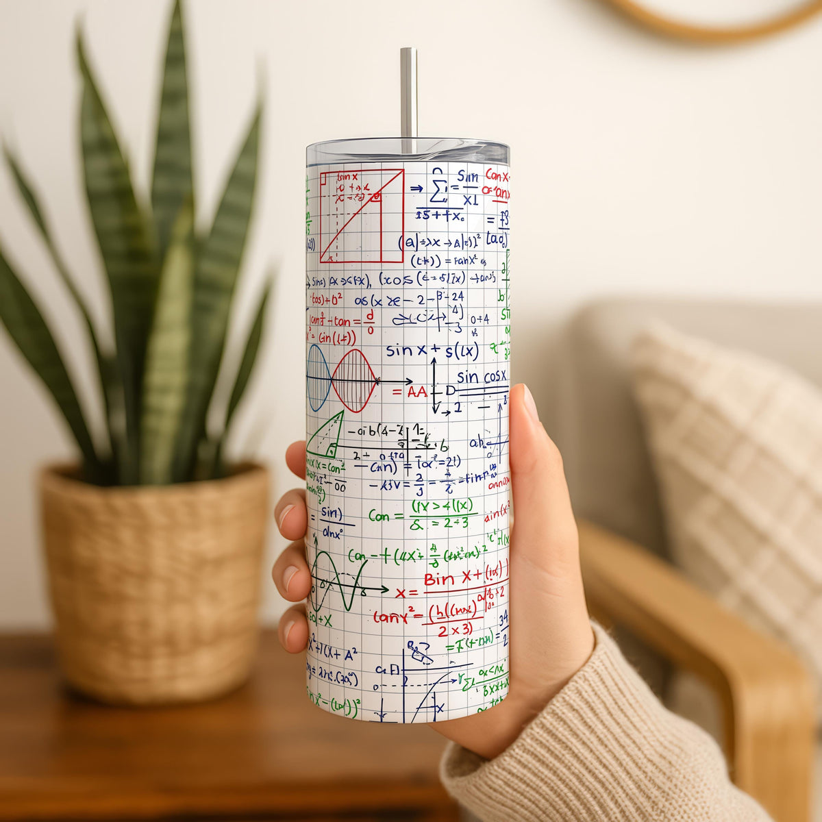 Mathematical Equation Design Tumbler With Straw, College Math Professor Gift Coffee Tumbler