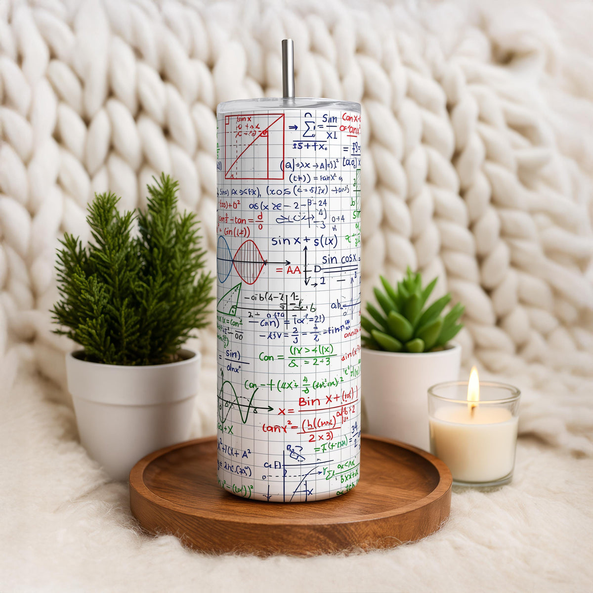 Mathematical Equation Design Tumbler With Straw, College Math Professor Gift Coffee Tumbler