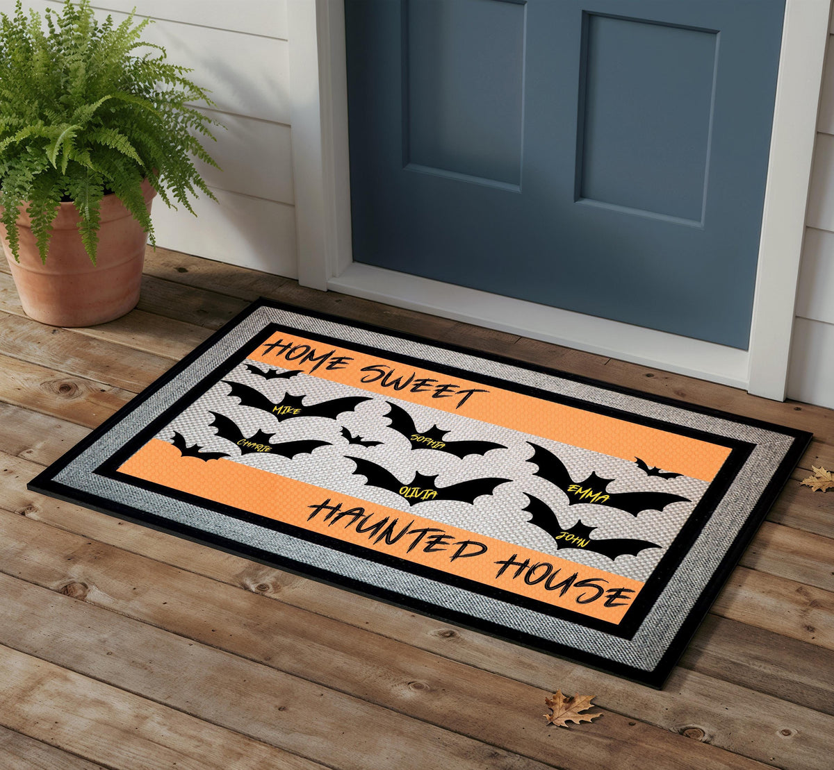 Personalized Halloween Doormat, Home Sweet Haunted House Welcome Mat