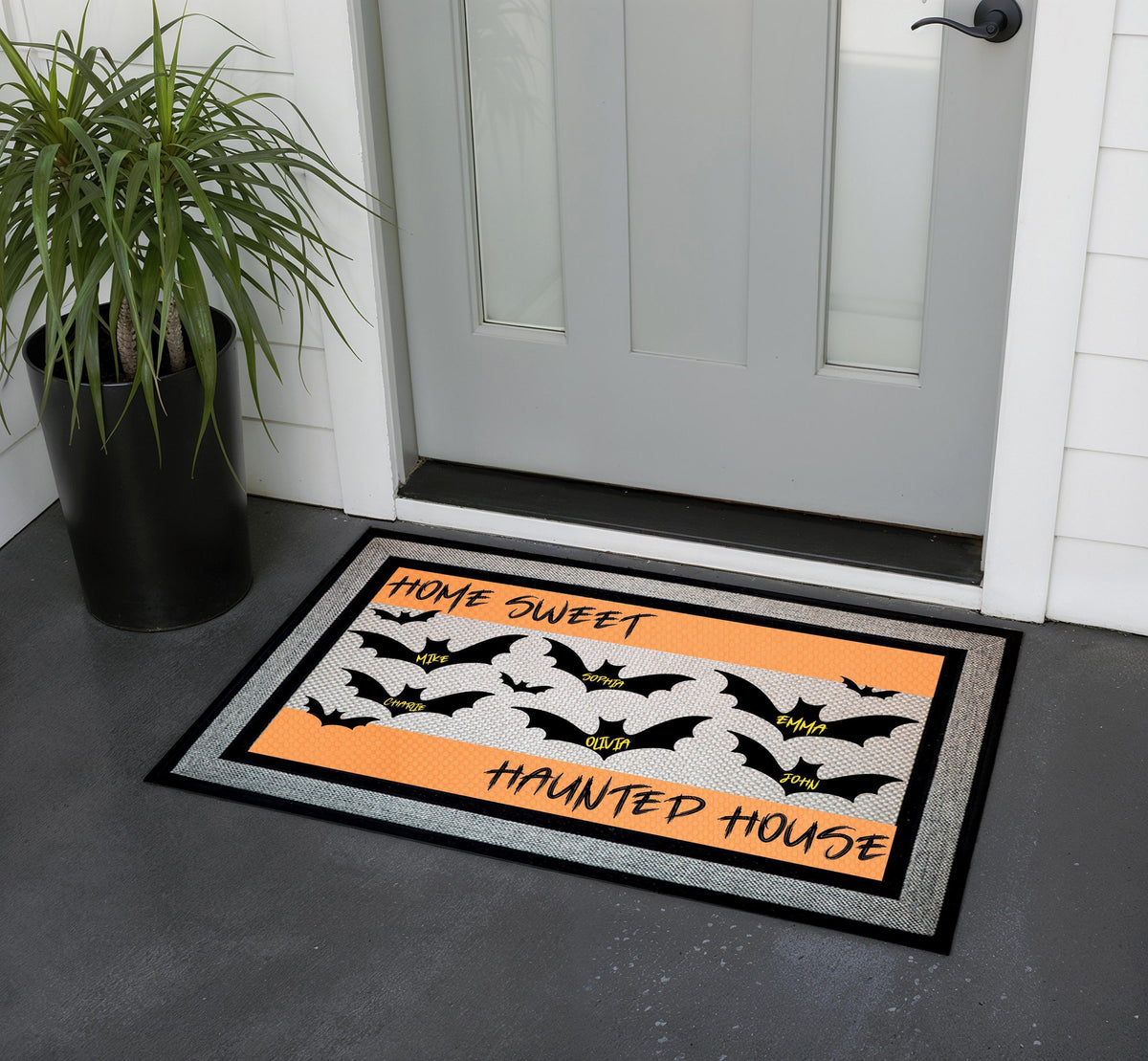 Personalized Halloween Doormat, Home Sweet Haunted House Welcome Mat