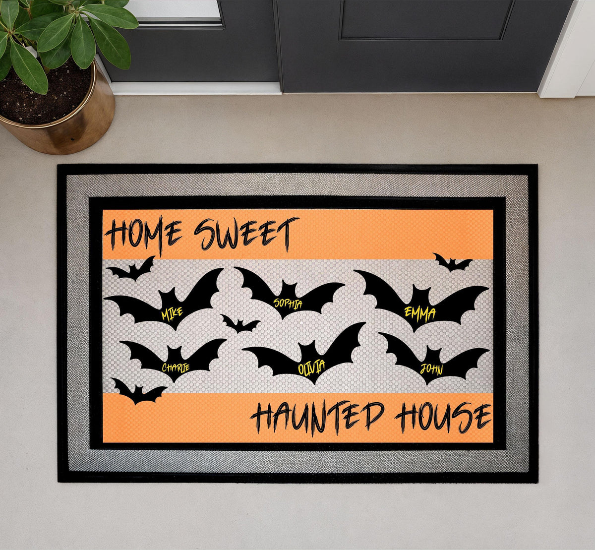 Personalized Halloween Doormat, Home Sweet Haunted House Welcome Mat