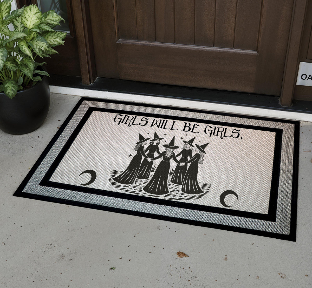 Girls Will Be Girls Door Mat, Witch Coven Doormat, Witchy Welcome Mat